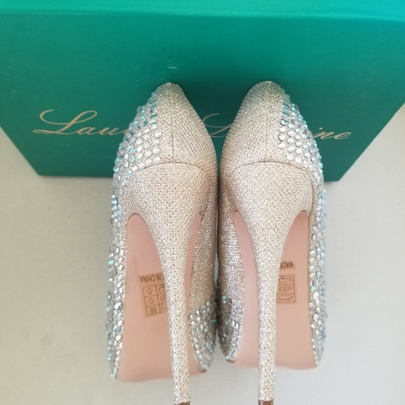 Lauren Lorraine Golden Nude Vanna 2 Platforms NWT - Picture 8 of 13